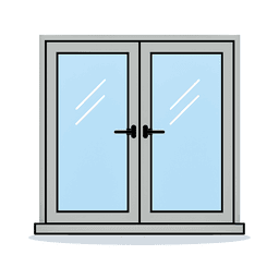 Doppelfenster mit Griffen in realistischer 2D-Ansicht – polendeals.de