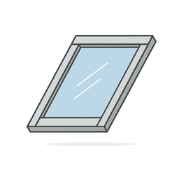 Dachfenster – typisches, rechteckiges Fenster für Schrägdächer mit realistischer 2D-Darstellung.