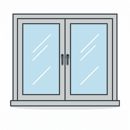 Doppelfenster – zwei nebeneinanderliegende Fensterflügel in realistischer 2D-Darstellung mit hellgrauem Rahmen.