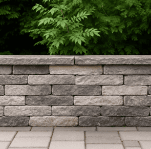 Natursteinmauer mit sorgfältig gesetzten Pflasterelementen