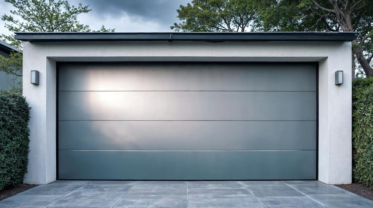 Robustes Garagentor aus Polen an moderner Garage – PolenDeals.de