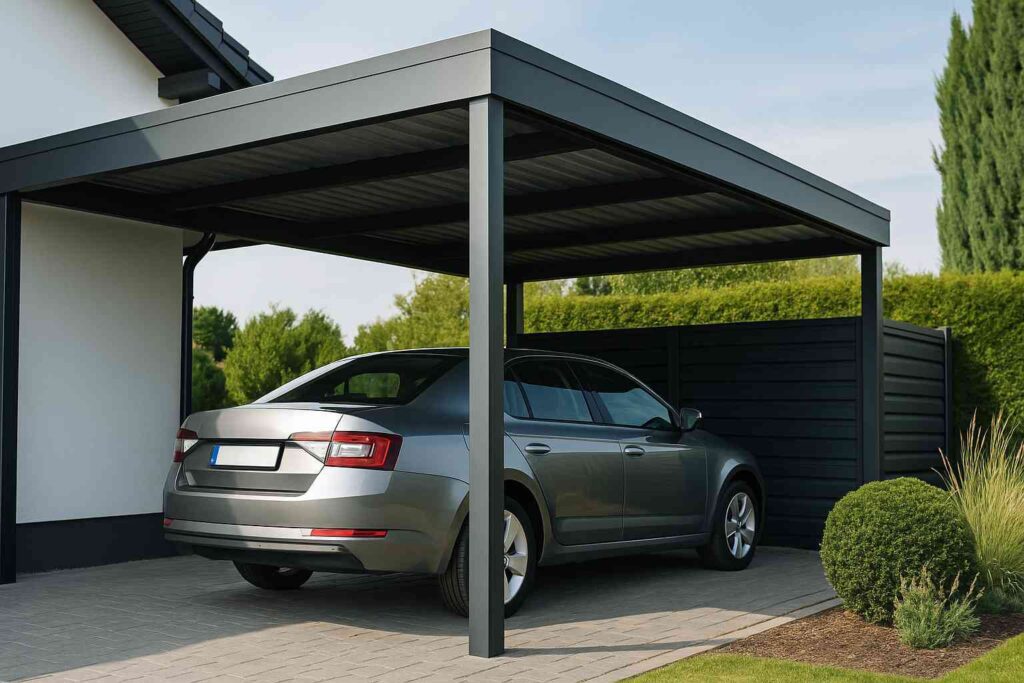 Moderner Carport mit Fahrzeug – polendeals.de
