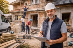 Sanierung und Bau aus Polen – Bauleiter kontrolliert Renovierungsarbeiten an Einfamilienhaus in Deutschland – polendeals.de