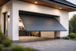 Sektionaltor aus Polen an moderner Garage mit automatischem Antrieb – polendeals.de