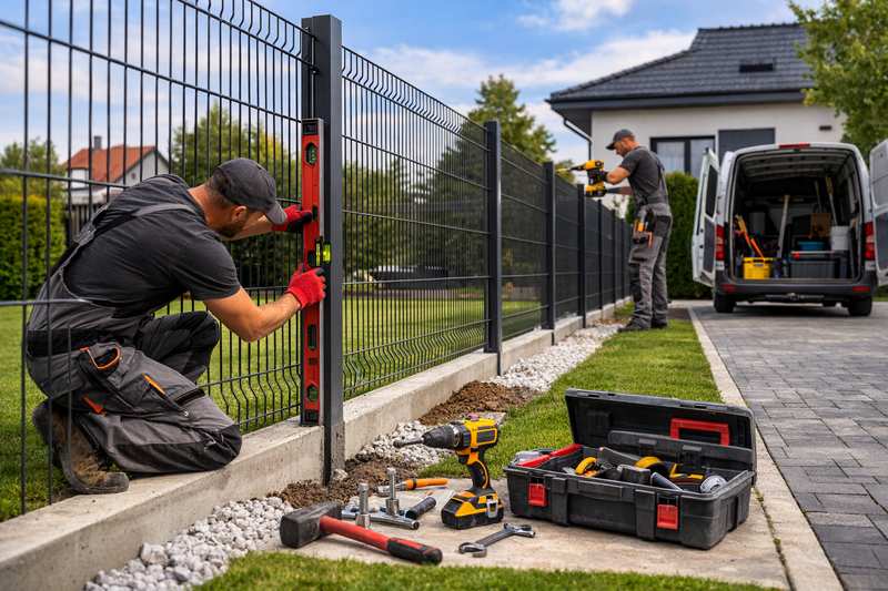 Montage eines Metallzauns durch Facharbeiter in Deutschland – Zaun aus Polen mit Montage – polendeals.de